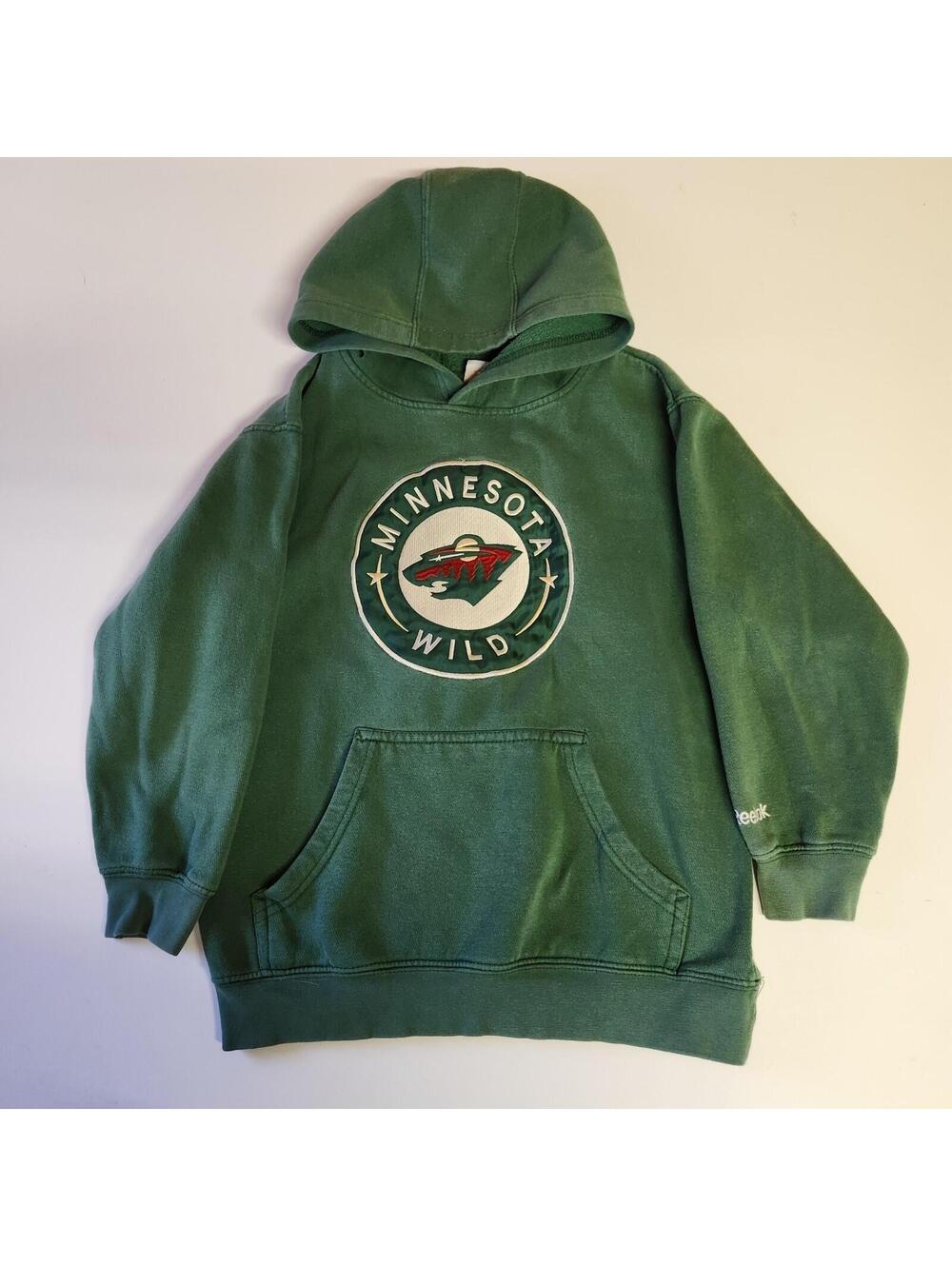 Reebok Minnesota Wild Hoodie Youth S 8 Green NHL Hockey Sweatshirt Logo